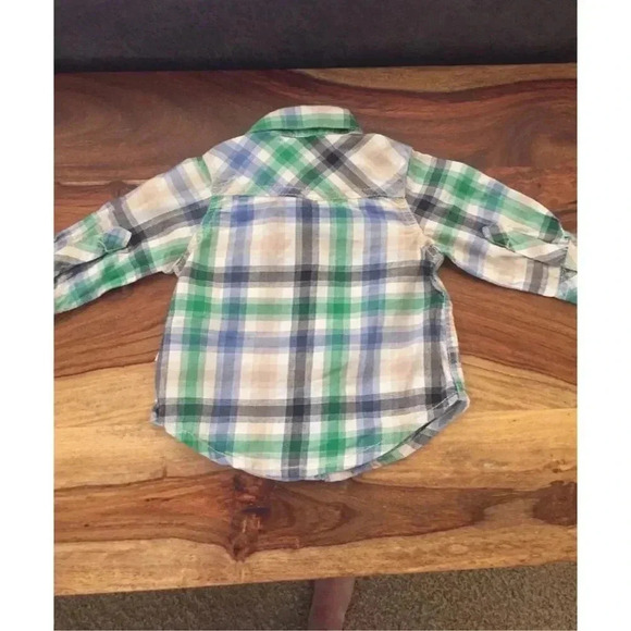 Kanz Baby Green Plaid pearl Button Down Shirt Size 3 Months boy - Picture 2 of 4